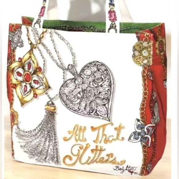Brighton all that glitter  multicolor canvas tote bag 
14.5" h x 15.5" w x 8" d - Picture 3 of 13